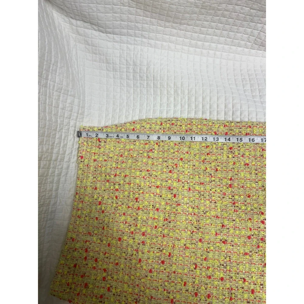 J. Crew Tweed Pencil Skirt Yellow Textured Knee Length Back Vent Lined Size 6